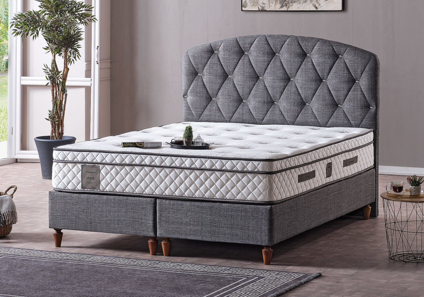 Baza Başlık Modern Set Gri DORA