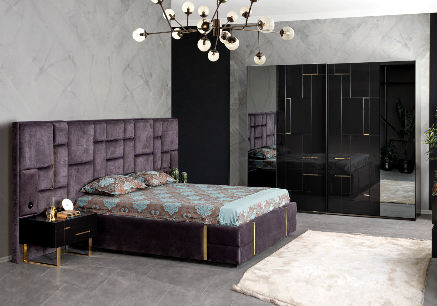 Karyola Queen Size Black Gold İBİZA