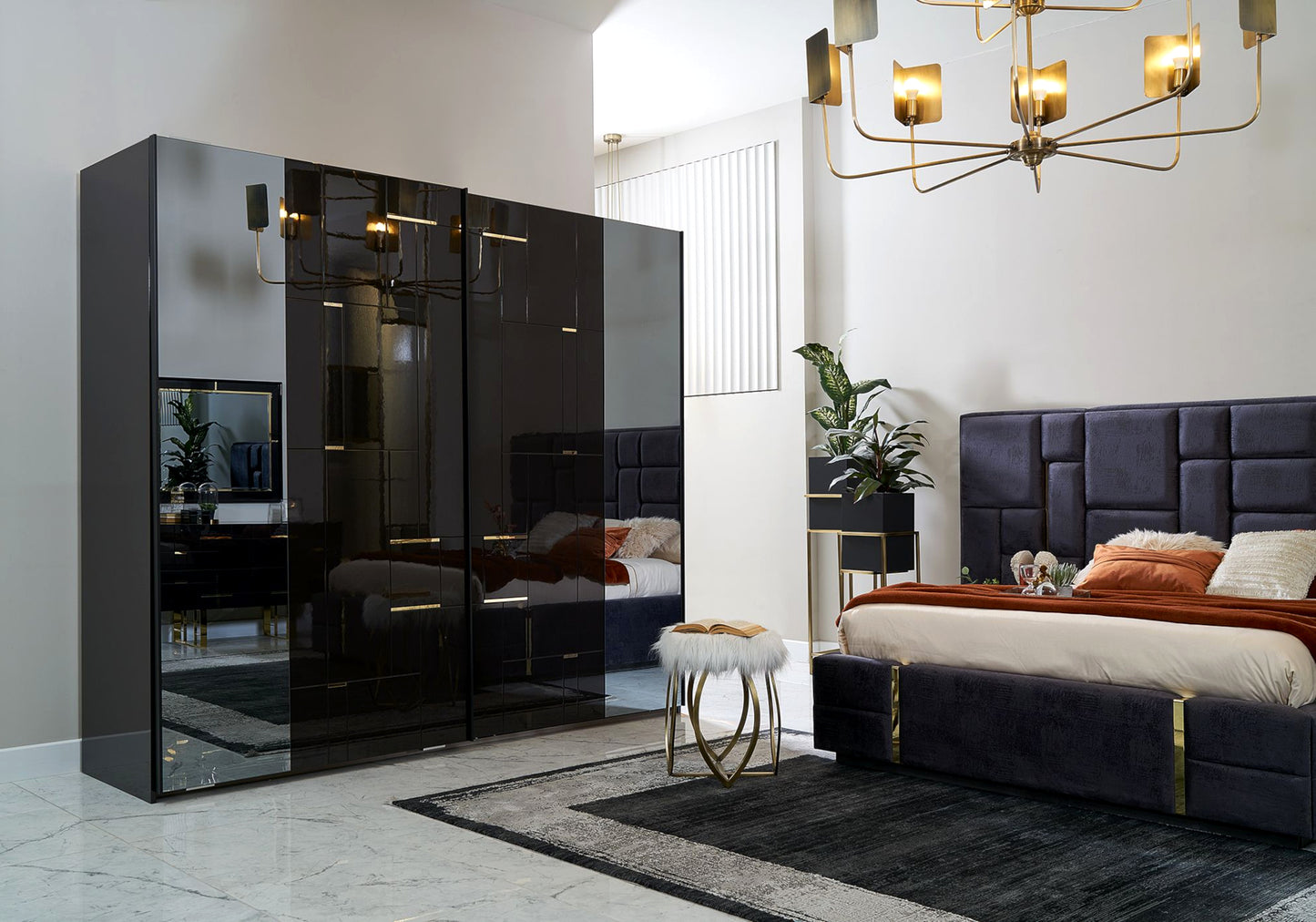 Karyola Queen Size Black Gold İBİZA