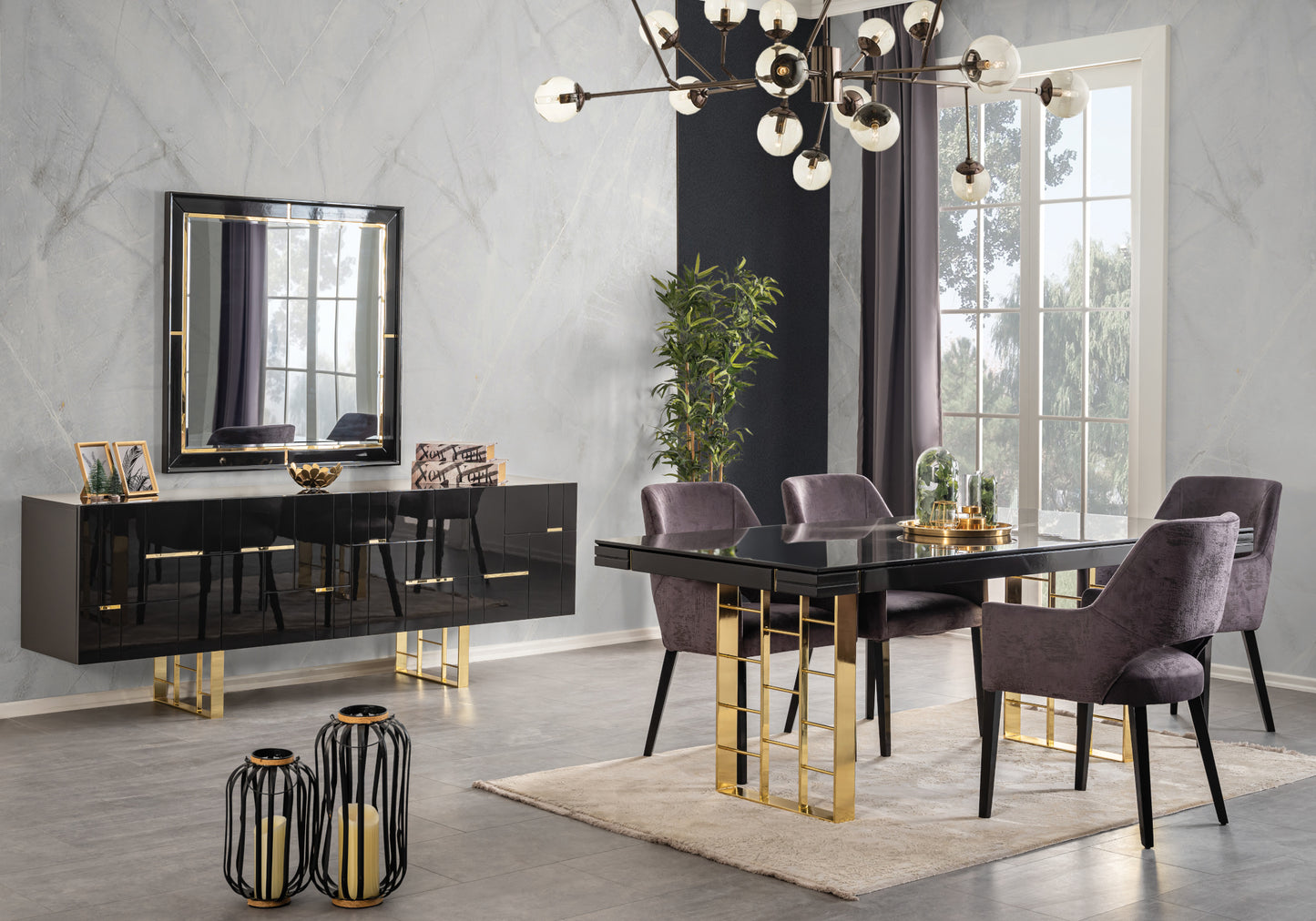 Konsol Aynası Black Gold İBİZA