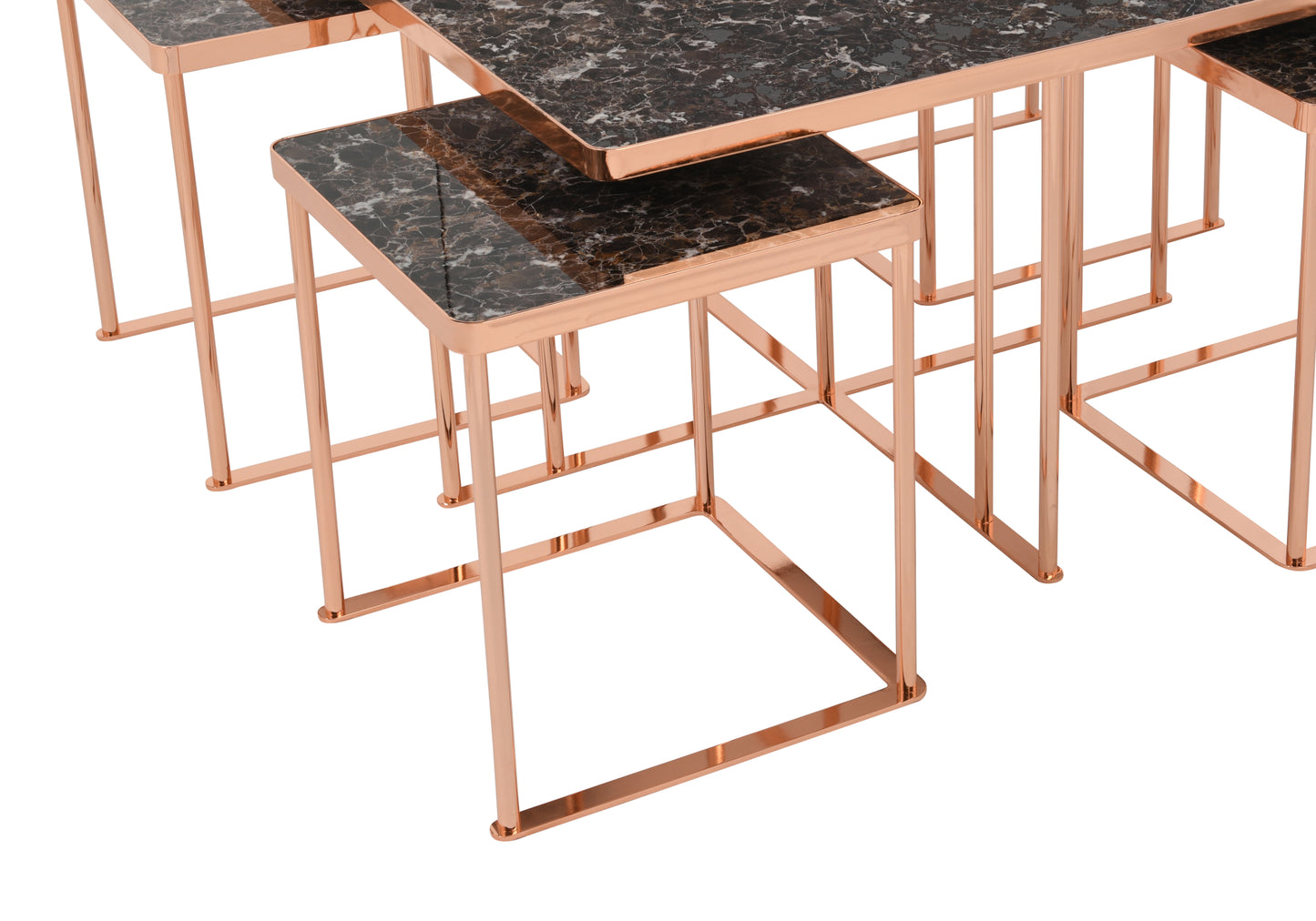 Kare Orta Sehpa Kahve Taş 4 + 1 LARA