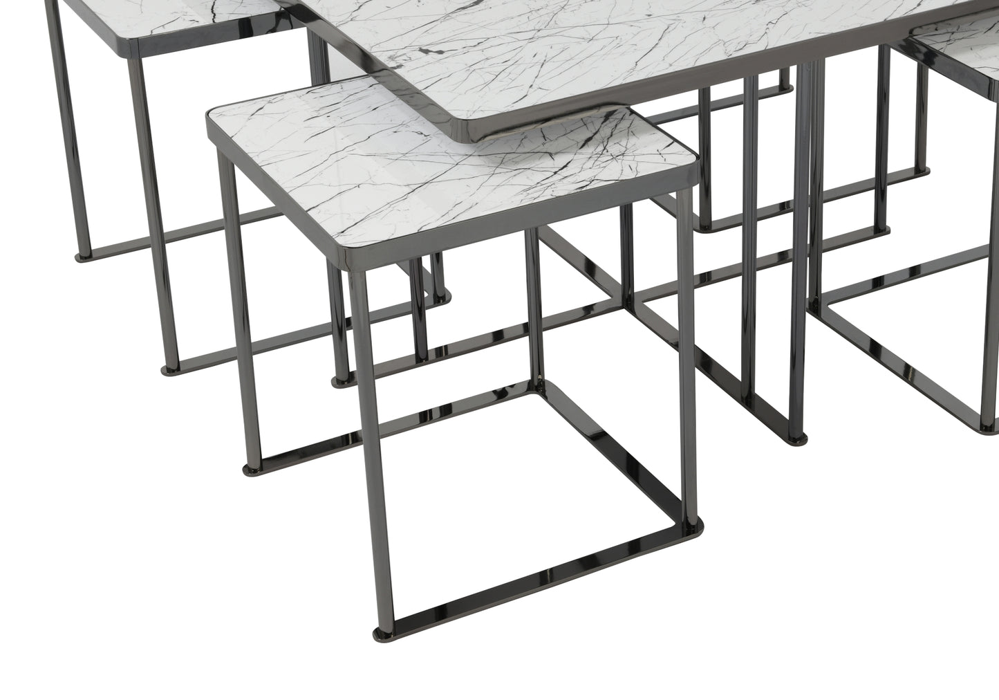 Kare Orta Sehpa Beyaz Damarlı 4 + 1 LARA