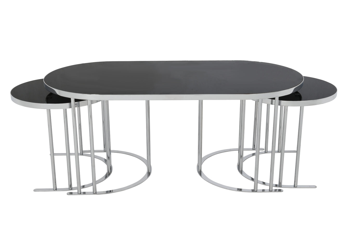 Oval Orta Sehpa Siyah 2 + 1 OSLO