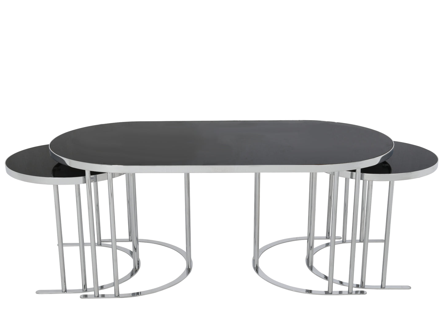 Oval Orta Sehpa Siyah 2 + 1 OSLO
