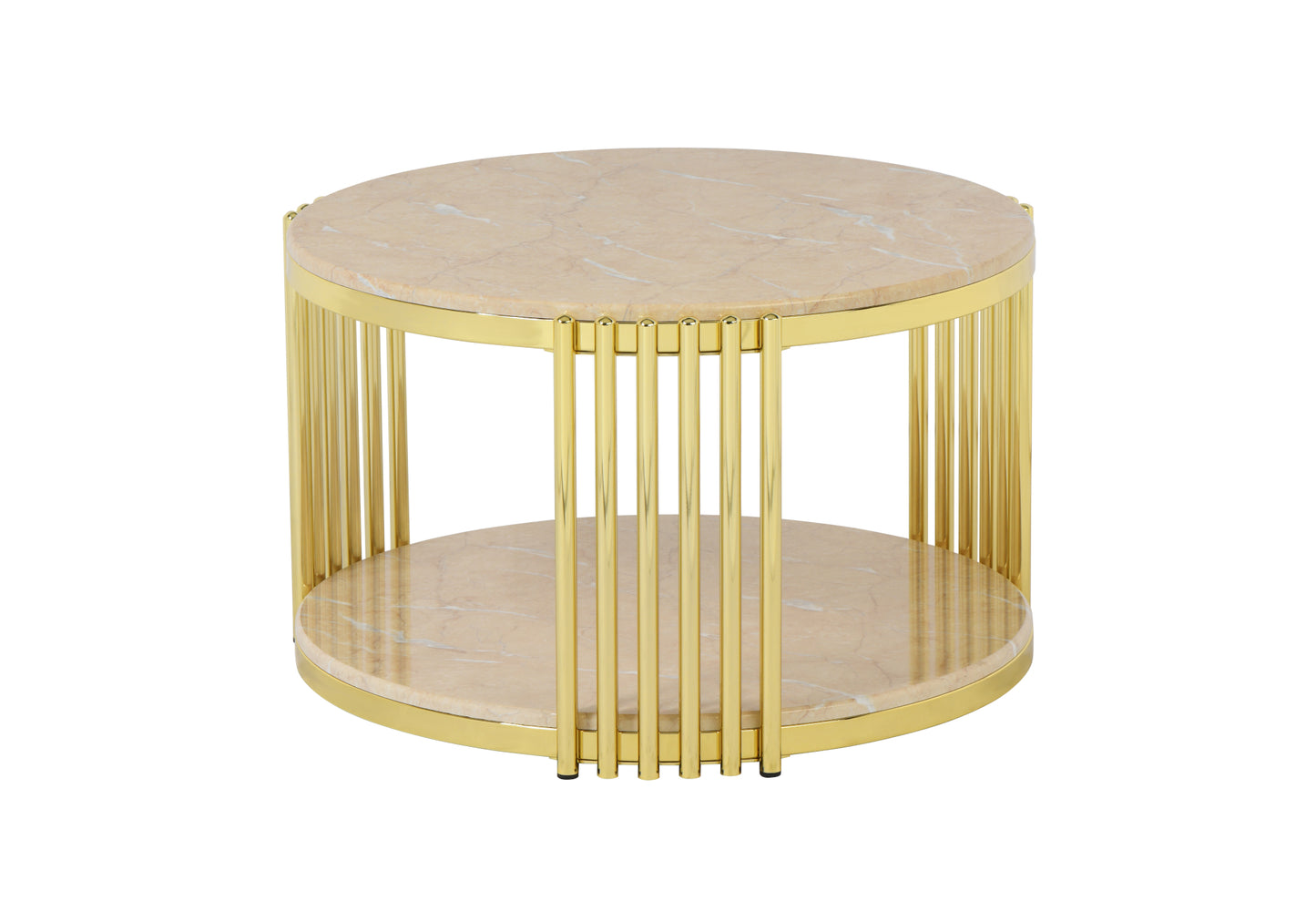 Hasır Yuvarlak Orta Sehpa Krem Mermer 1 + 1 BOLERA