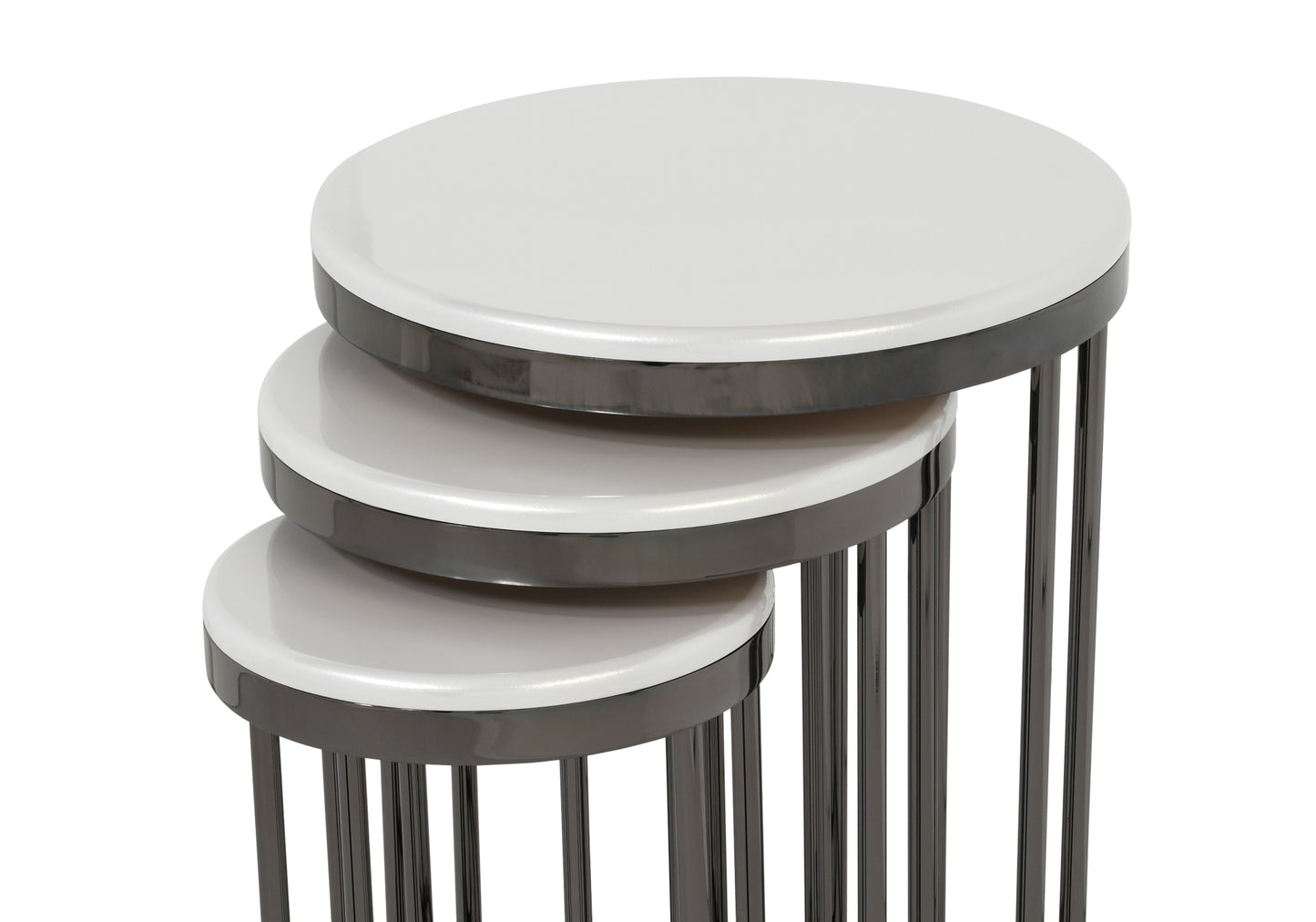 Yuvarlak Zigon Sehpa Sedef Beyaz LEON