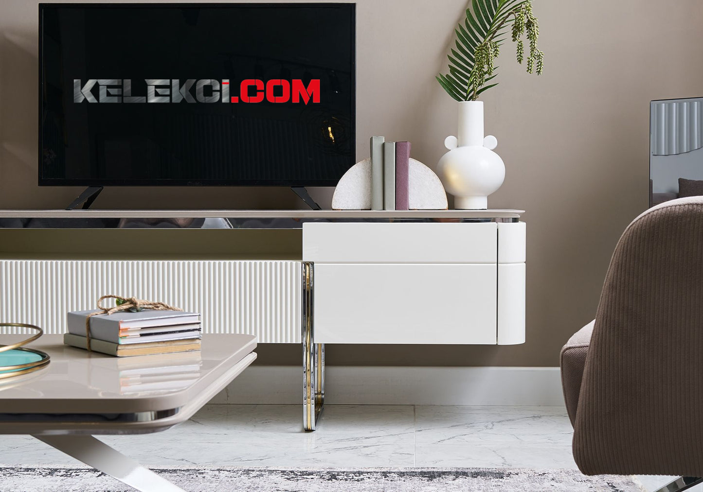 Tv Ünite Seti Silver Beyaz ARES