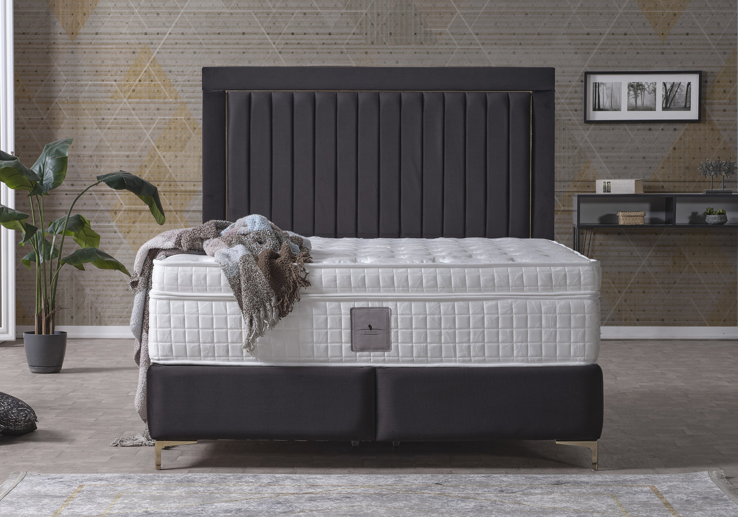 Yatak Başlığı Modern Gri LEİLA
