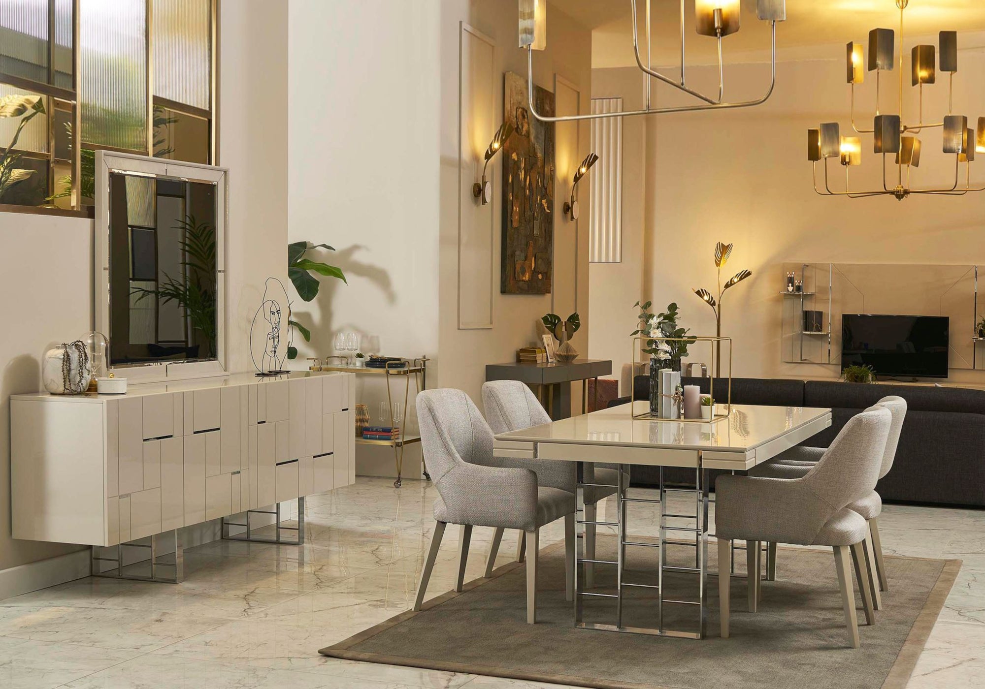 Yemek Odası Takımı Silver White İBİZA: Modern ve Şık Tasarım – KELEKCI