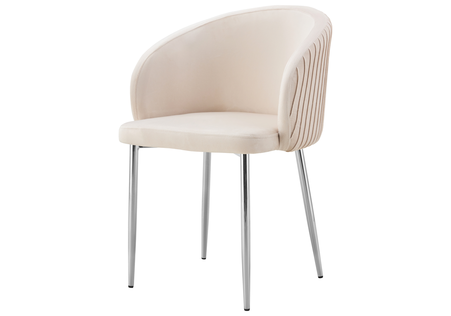 Lot de 2 Chaises Design Velours Beige & Pieds Chromés – SORAIA
