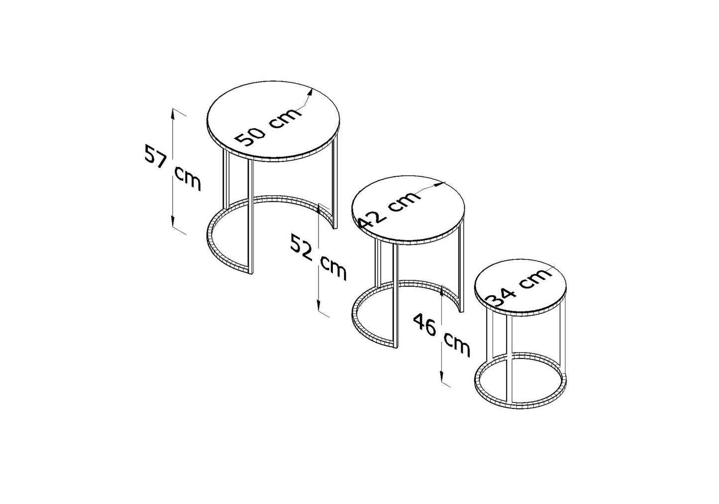 Siyah Statik Siyah Mermer Desenli Kırılmaz Camlı Metal Zigon Sehpa MORA